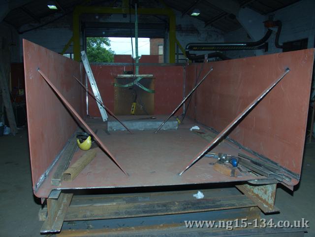 The inside of the tender with baffles welded into place (Photo: L. Armstrong)