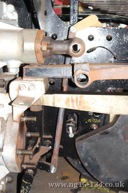 The left hand side drain cock operating rod fitted into place in order to evaluate the geometry of the operating linkage. (Photo: Laurence Armstrong)