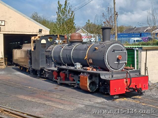№134 brought outside into the sunshine ready for the passing of The Snowdonian (Photo: Adrian Strachan)