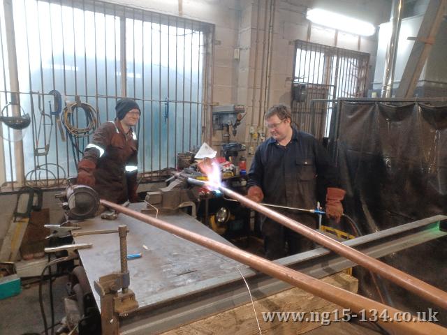 Copper pipe for the injector feed to the boiler being bent to shape. (Photo: Adrian Strachan)