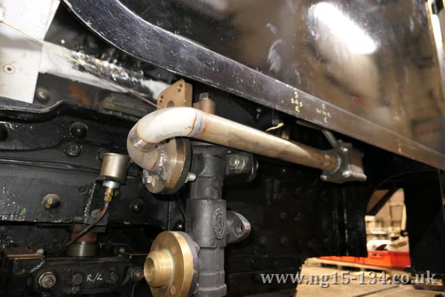 The fireman's side water feed pipe to the injector. (Photo: Laurence Armstrong)