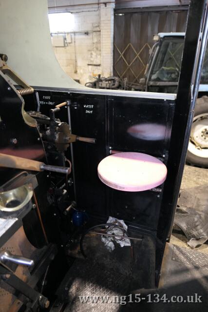 A view of the Driver's side seat with its temporary unpadded seat top. (Photo: Laurence Armstrong)